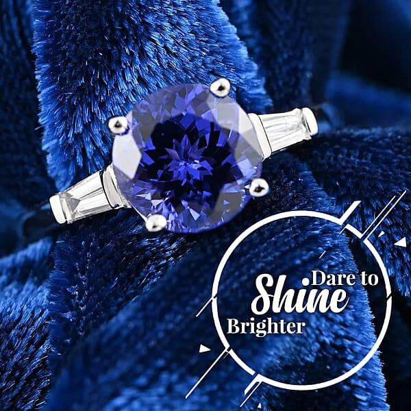 Certified And Appraised Iliana 18K White Gold AAA Tanzanite Diamond 2.30 Ctw Ring Wedding Ring For Her Promise Rings 3.41 Grams