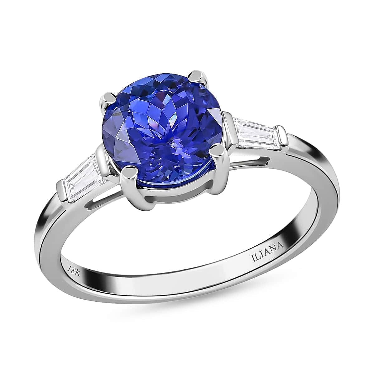 Certified and Appraised Iliana 18K White Gold AAA Tanzanite Diamond 2.30 ctw Ring Wedding Ring For Her Promise Rings 3.41 Grams