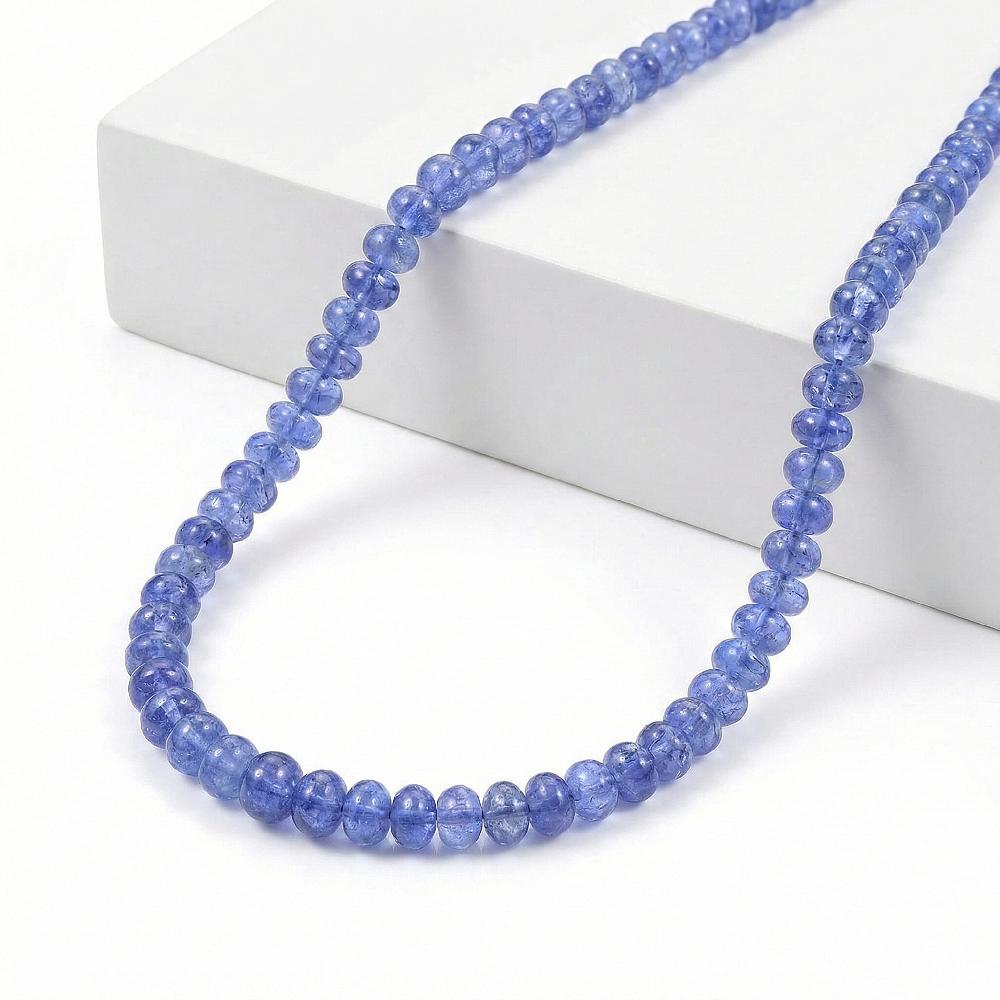 Certified and Appraised Iliana 18K White Gold AAA Tanzanite Beaded Necklace 18-20 Inches 200.00 ctw