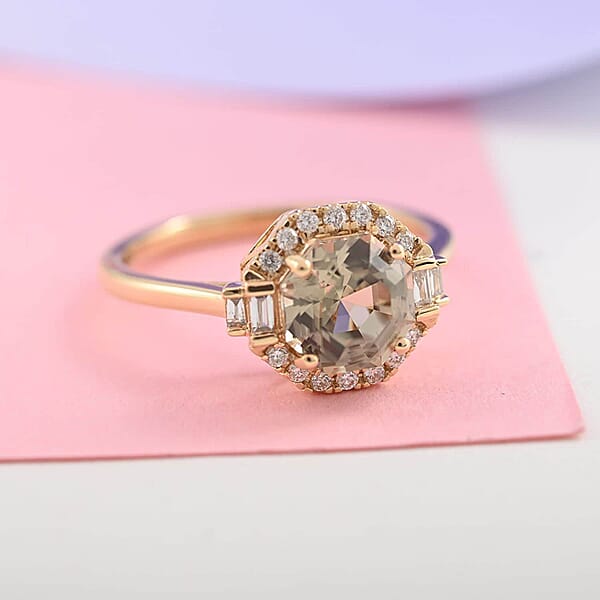 Certified And Appraised Iliana 18K Yellow Gold AAA Turkizite And G-H SI Diamond Halo Ring 1.90 Ctw