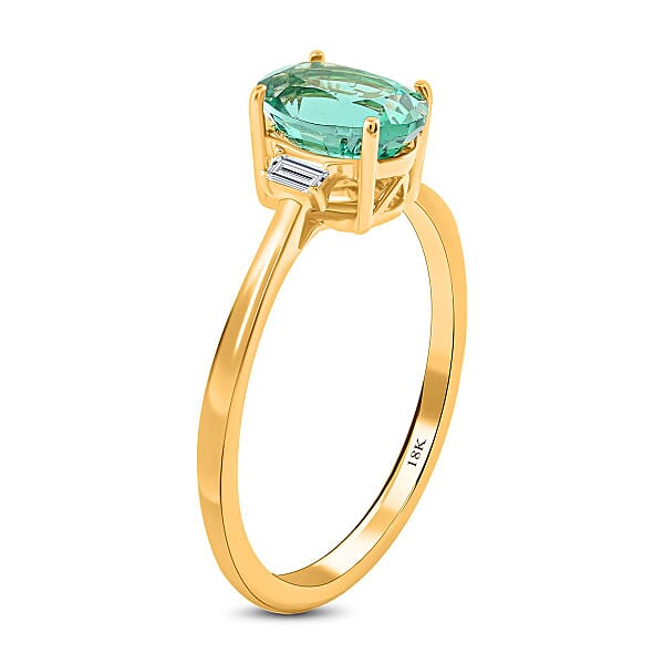 Certified And Appraised Iliana 18K Yellow Gold AAA Kagem Zambian Emerald And G-H SI Diamond Ring 1.25 Ctw