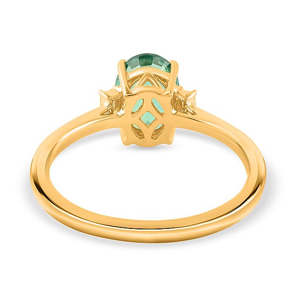 Certified And Appraised Iliana 18K Yellow Gold AAA Kagem Zambian Emerald And G-H SI Diamond Ring 1.25 Ctw