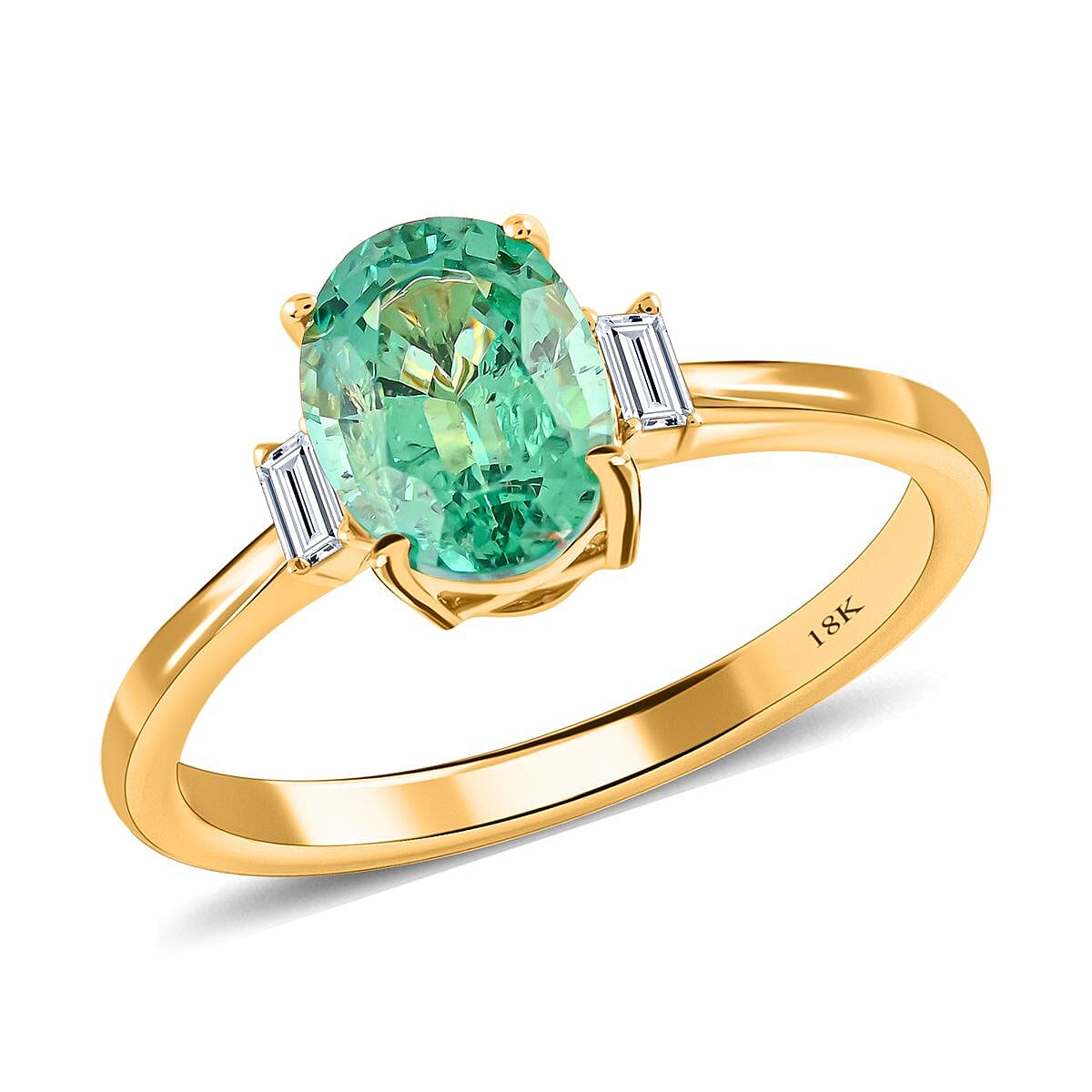 Certified and Appraised Iliana 18K Yellow Gold AAA Kagem Zambian Emerald and G-H SI Diamond Ring 1.25 ctw