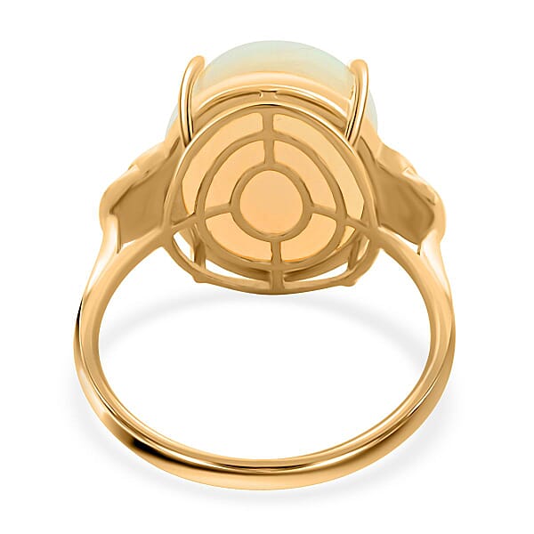 Certified And Appraised Iliana 18K Yellow Gold AAA Ethiopian Welo Opal And G-H SI Diamond Ring 4.20 Grams 10.15 Ctw