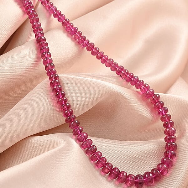 Certified And Appraised Iliana 18K Yellow Gold AAAA Ouro Fino Rubellite Graduated Single Strand Beaded Necklace 18 Inches 75.00 Ctw
