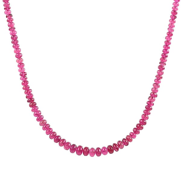 Certified And Appraised Iliana 18K Yellow Gold AAAA Ouro Fino Rubellite Graduated Single Strand Beaded Necklace 18 Inches 75.00 Ctw