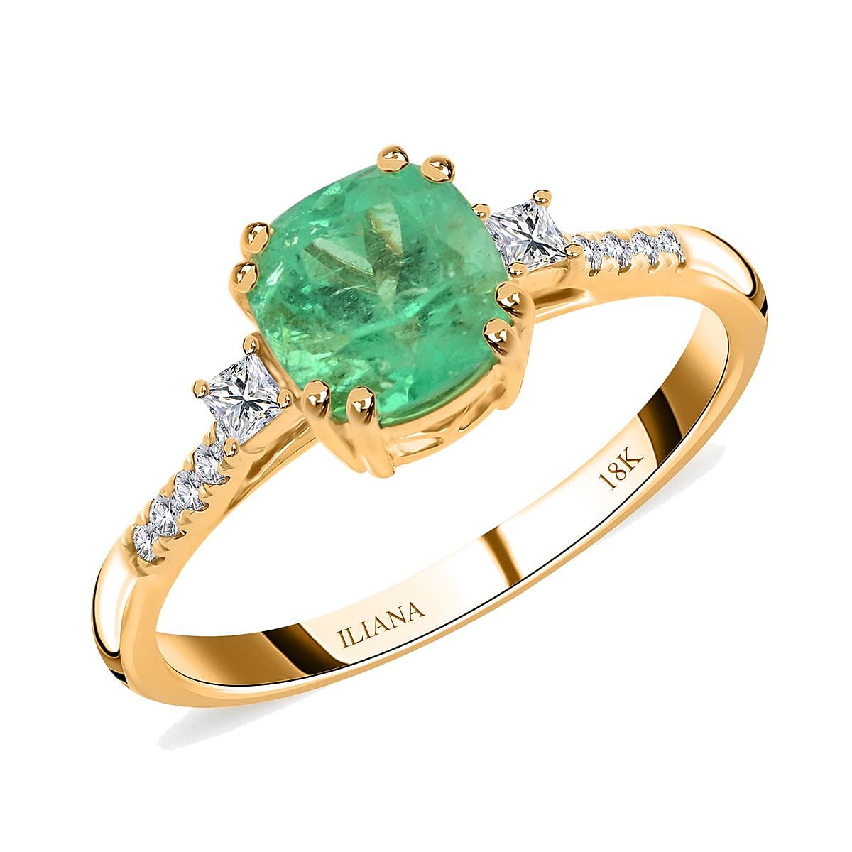 Certified and Appraised Iliana 18K Yellow Gold AAA Boyaca Colombian Emerald and SI Diamond Ring 1.80 ctw