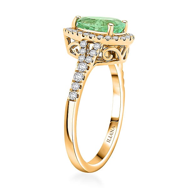 Certified And Appraised Iliana 18K Yellow Gold AAA Boyaca Colombian Emerald And G-H SI Diamond Ring 4.15 Grams 2.00 Ctw