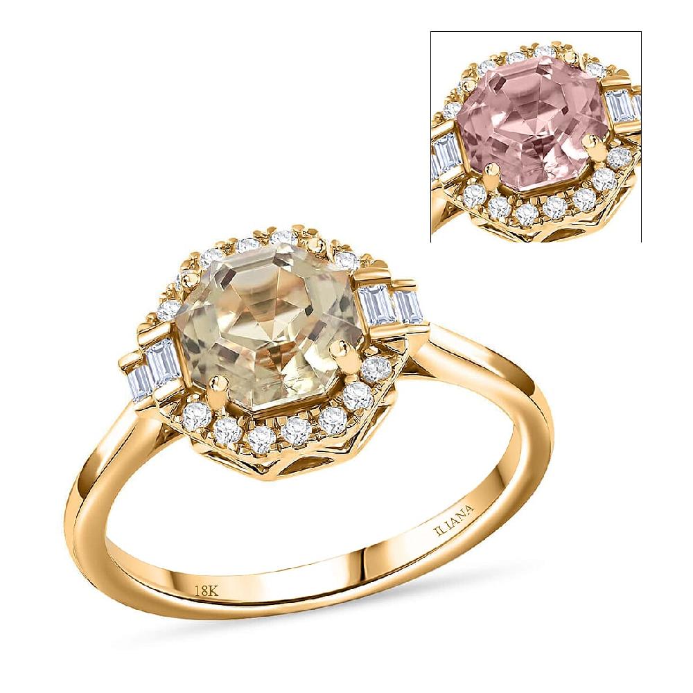 Certified and Appraised Iliana 18K Yellow Gold AAA Turkizite and G-H SI Diamond Halo Ring 1.90 ctw