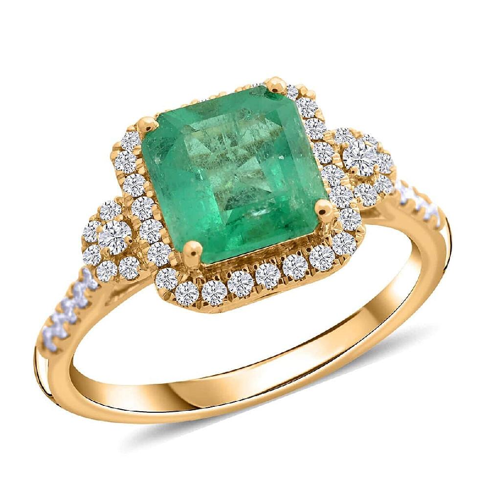 Certified and Appraised Iliana AAA Boyaca Colombian Emerald and SI Diamond 2.00 ctw Ring in 18K Yellow Gold