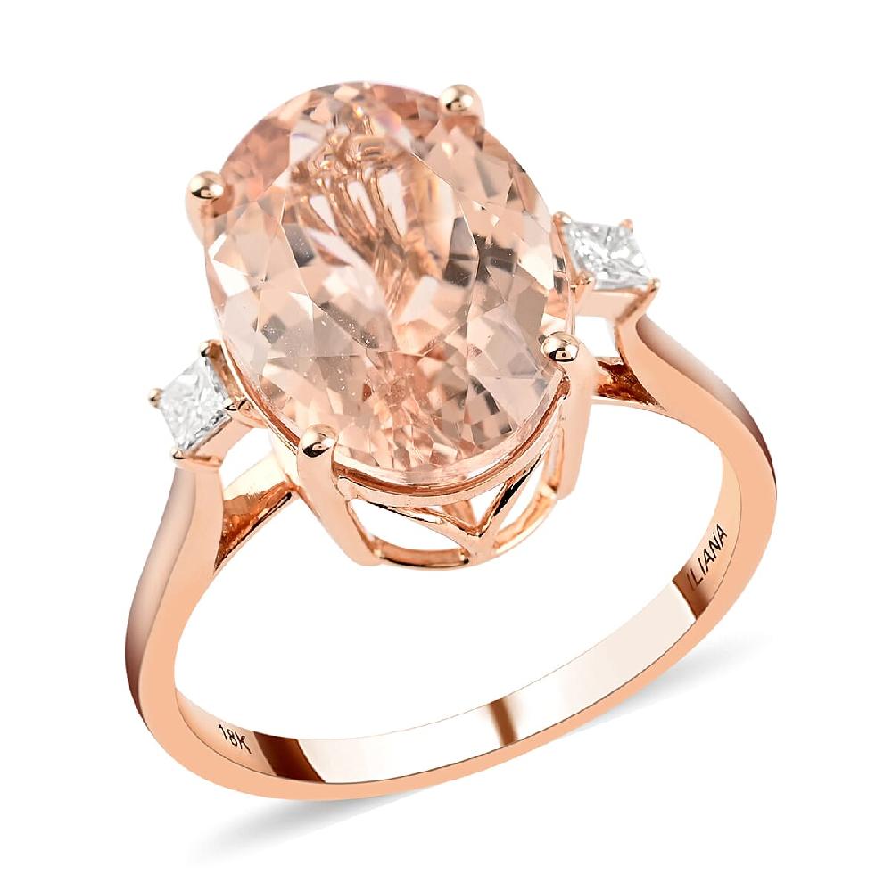 Certified and Appraised Iliana AAA Marropino Morganite and G-H SI Diamond 6.10 ctw Ring in 18K Rose Gold