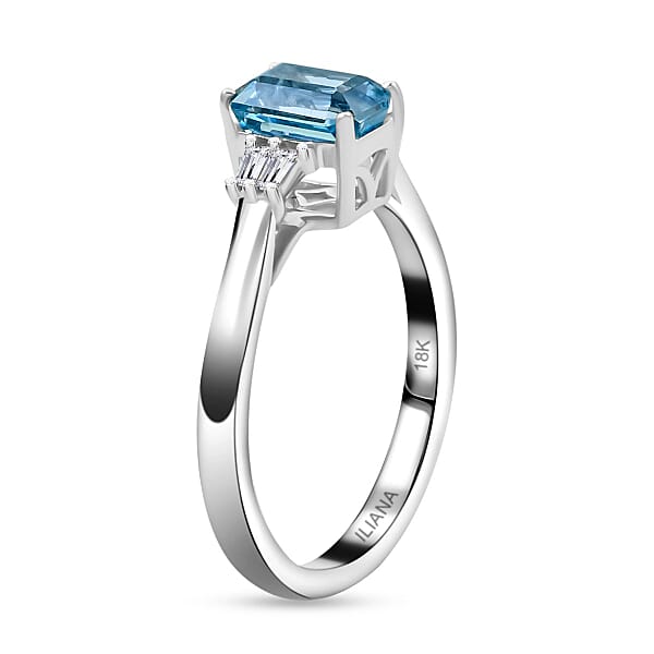 Certified And Appraised Iliana AAA Santa Maria Aquamarine And G-H SI Diamond 1.00 Ctw Ring In 18K White Gold