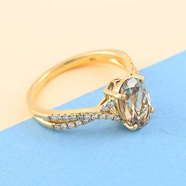 Certified And Appraised Iliana AAA Turkizite And G-H SI Diamond 1.85 Ctw Ring In 18K Yellow Gold