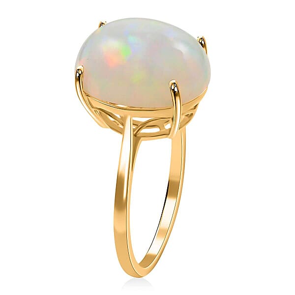 Certified And Appraised Luxoro 10K Yellow Gold AAA Ethiopian Welo Opal Solitaire Ring 6.85 Ctw
