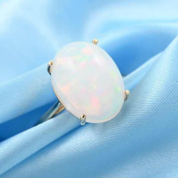Certified And Appraised Luxoro 10K Yellow Gold AAA Ethiopian Welo Opal Solitaire Ring 6.85 Ctw