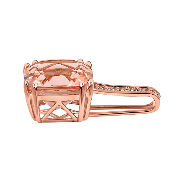 Certified And Appraised Luxoro 14K Rose Gold AAA Marropino Morganite And G-H I2 Diamond Pendant Without Chain 3.75 Ctw