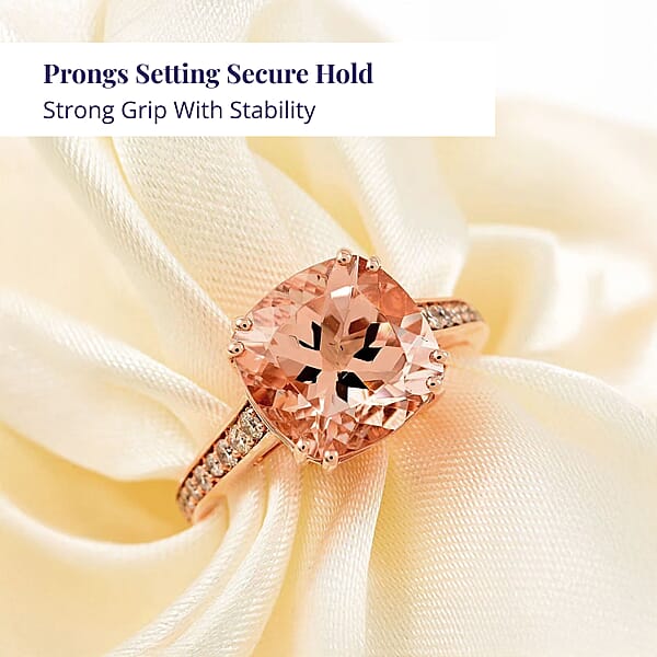 Certified And Appraised Luxoro AAA Marropino Morganite And G-H I2 Diamond 4.00 Ctw Ring In 14K Rose Gold