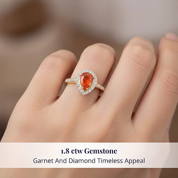 Certified And Appraised Luxoro AAA Nigerian Spessartite Garnet And G-H I2 Diamond 1.8 Ctw Ring In 14K Yellow Gold