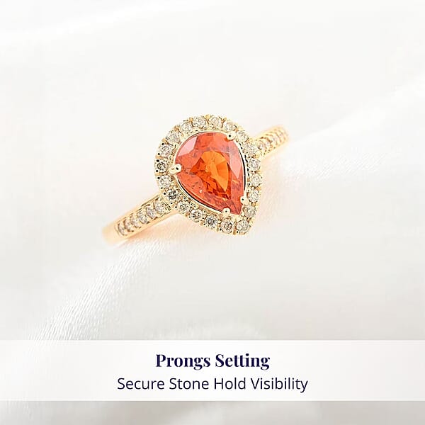 Certified And Appraised Luxoro AAA Nigerian Spessartite Garnet And G-H I2 Diamond 1.8 Ctw Ring In 14K Yellow Gold