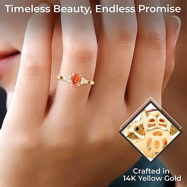 Certified And Appraised Luxoro AAA Nigerian Spessartite Garnet And G-H I2 Diamond Accent 2.00 Ctw Ring In 14K Yellow Gold Engagement Ring For Her