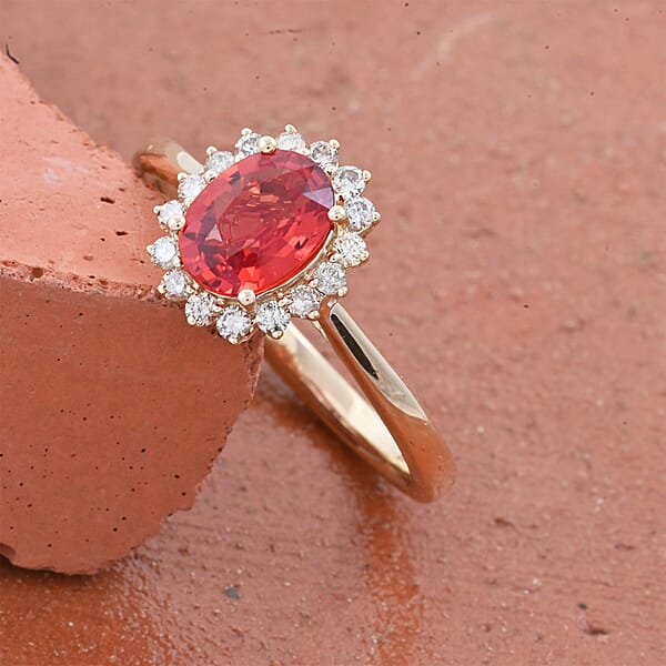 Certified And Appraised Luxoro AAA Songea Sapphire And G-H I2 Diamond 1.75 Ctw Sunburst Ring In 14K Yellow Gold