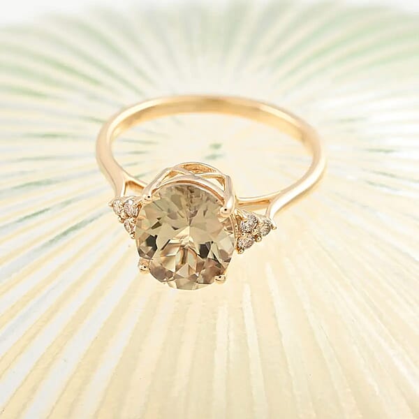 Certified And Appraised Luxoro AAA Turkizite And G-H I2 Diamond 3.00 Ctw Ring In 14K Yellow Gold