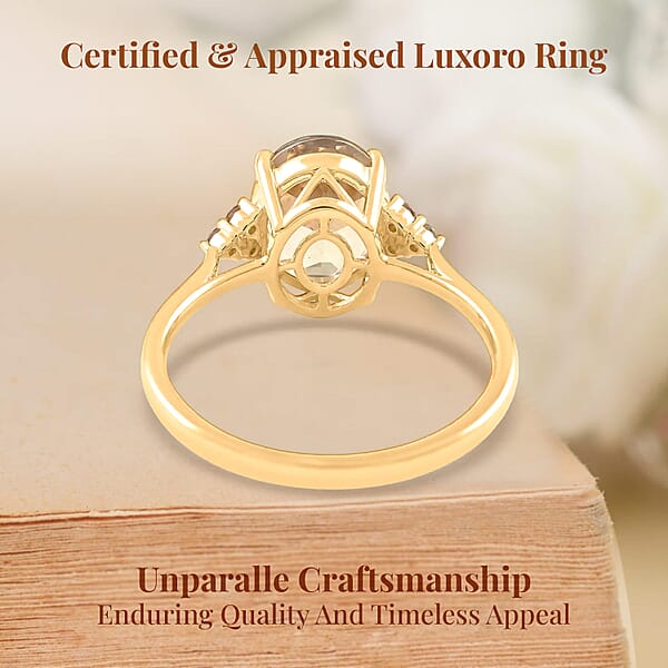 Certified And Appraised Luxoro AAA Turkizite And G-H I2 Diamond 3.00 Ctw Ring In 14K Yellow Gold