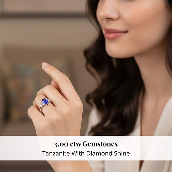 Certified And Appraised Rhapsody 950 Platinum AAAA Tanzanite And E-F VS Diamond Ring Promise Rings 4.40 Grams 3.00 Ctw (Del. In 10-15 Days)
