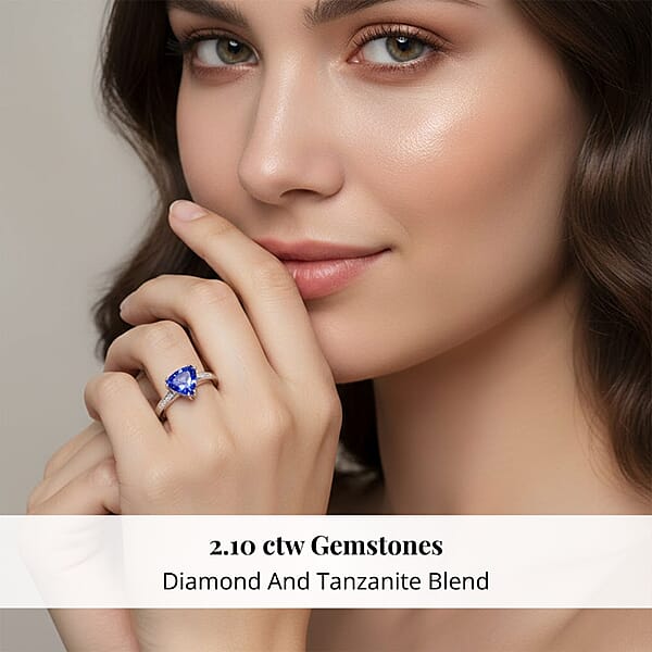Certified And Appraised Rhapsody 950 Platinum AAAA Tanzanite And E-F VS Diamond Ring 5.20 Grams 2.10 Ctw (Del. In 10-15 Days)