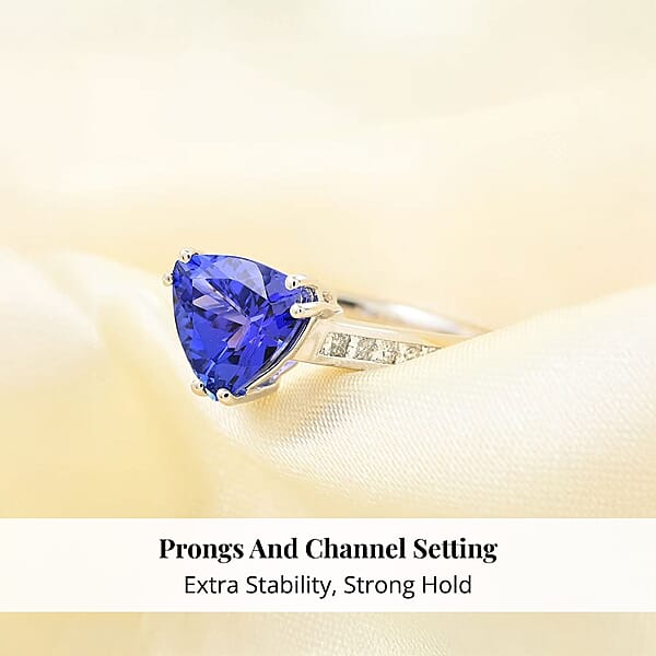 Certified And Appraised Rhapsody 950 Platinum AAAA Tanzanite And E-F VS Diamond Ring 5.20 Grams 2.10 Ctw (Del. In 10-15 Days)