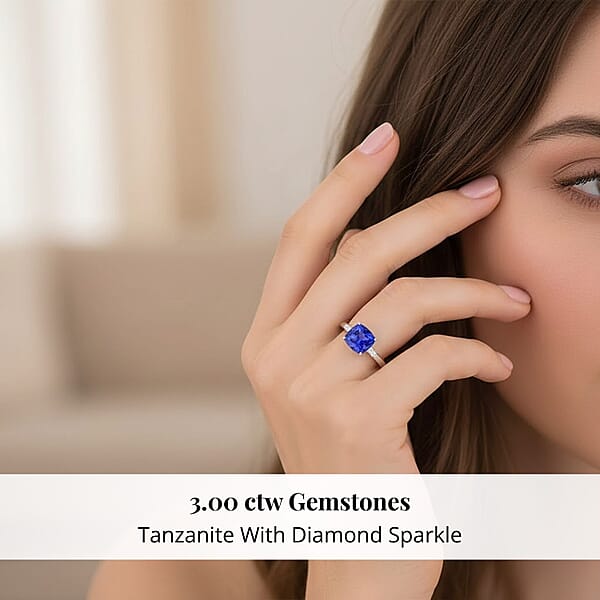 Certified And Appraised Rhapsody 950 Platinum AAAA Tanzanite And E-F VS Diamond Ring 5.10 Grams 3.00 Ctw