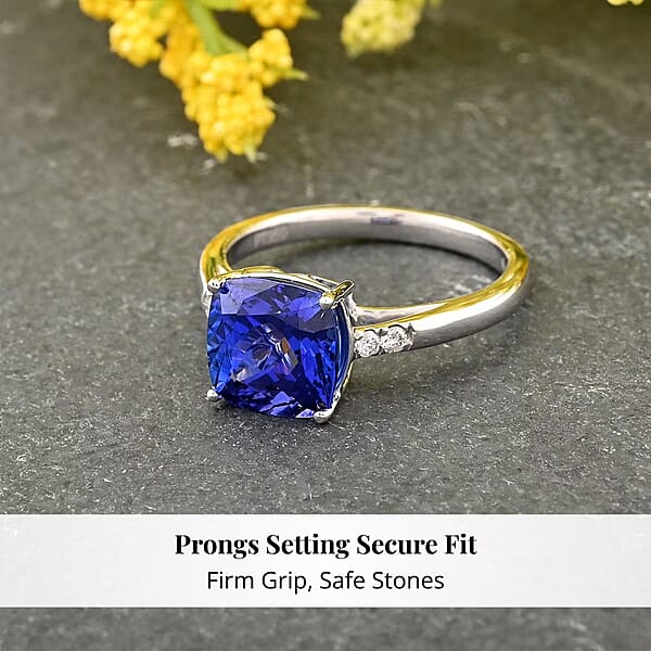 Certified And Appraised Rhapsody 950 Platinum AAAA Tanzanite And E-F VS Diamond Ring 5.10 Grams 3.00 Ctw