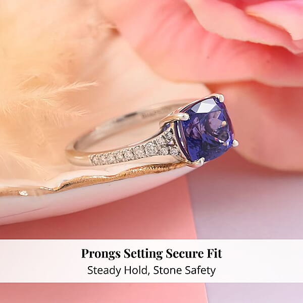 Certified And Appraised Rhapsody 950 Platinum AAAA Tanzanite And E-F VS Diamond Ring 4.45 Grams 2.85 Ctw (Del. In 10-15 Days)