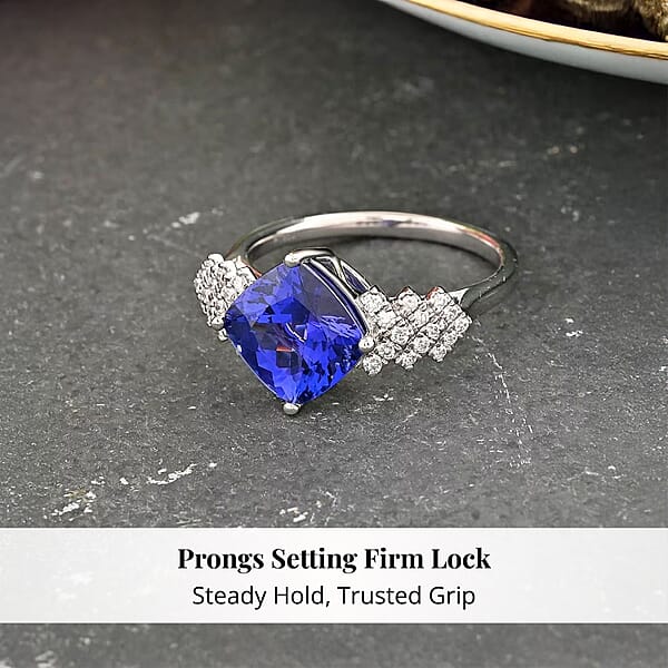 Certified And Appraised Rhapsody 950 Platinum AAAA Tanzanite And E-F VS Diamond Ring 5.75 Grams 3.75 Ctw