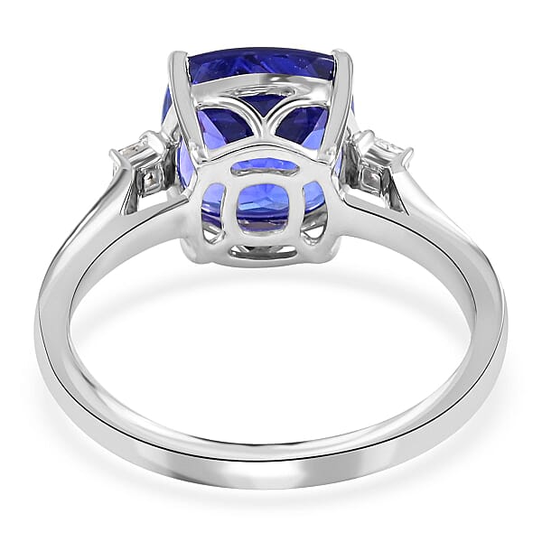 Certified And Appraised Rhapsody 950 Platinum AAAA Tanzanite And E-F VS Diamond Ring 5.20 Grams 3.75 Ctw