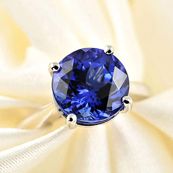 Certified And Appraised Rhapsody 950 Platinum AAAA Tanzanite And E-F VS Diamond Accent Solitaire Ring 7.92 Grams 5.00 Ctw