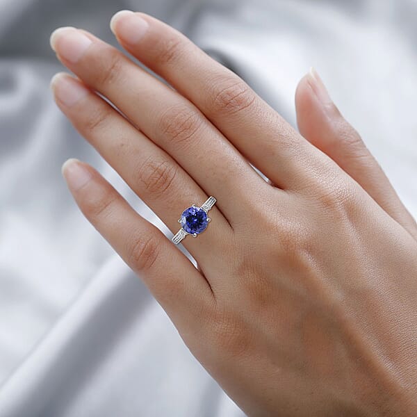 Certified And Appraised Rhapsody 950 Platinum AAAA Tanzanite And E-F VS Diamond Ring 3.30 Ctw