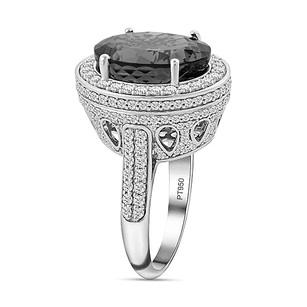 Certified And Appraised Rhapsody 950 Platinum AAAA Tanzanite And E-F VS Diamond Halo Ring 12.45 Grams 11.30 Ctw