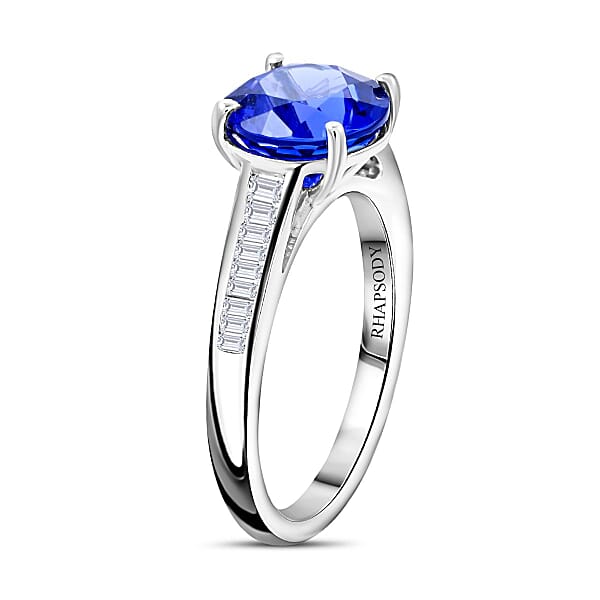 Certified And Appraised Rhapsody 950 Platinum AAAA Tanzanite And E-F VS Diamond Ring 5.25 Grams 3.25 Ctw