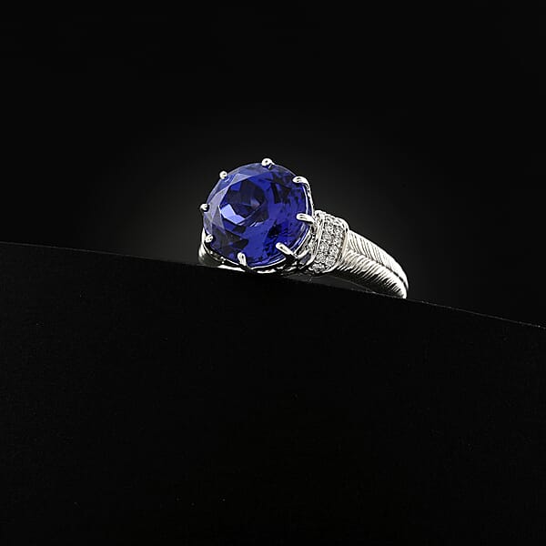 Certified And Appraised Rhapsody AAAA Tanzanite And E-F VS Diamond 4.75 Ctw Ring In 950 Platinum 8.35 Grams