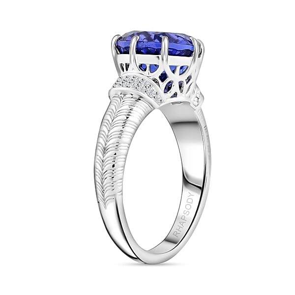 Certified And Appraised Rhapsody AAAA Tanzanite And E-F VS Diamond 4.75 Ctw Ring In 950 Platinum 8.35 Grams