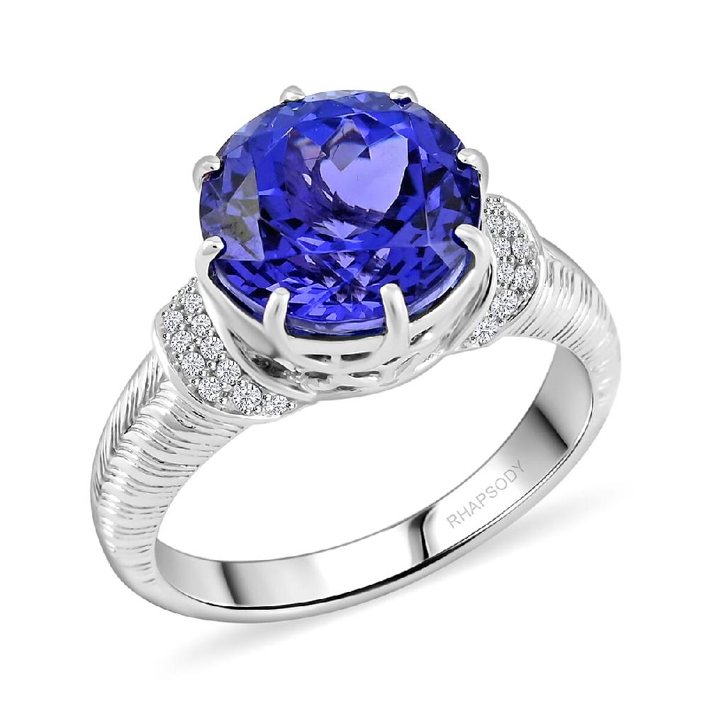 Certified and Appraised Rhapsody AAAA Tanzanite and E-F VS Diamond 4.75 ctw Ring in 950 Platinum 8.35 Grams