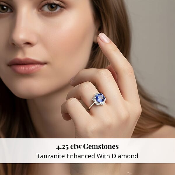 Certified And Appraised Rhapsody AAAA Tanzanite And E-F VS Diamond 4.25 Ctw Ring In 950 Platinum 7.65 Grams