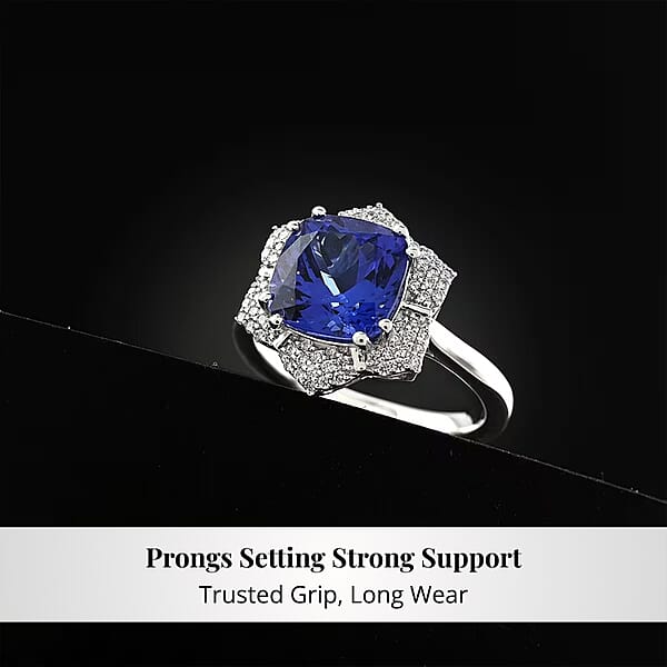 Certified And Appraised Rhapsody AAAA Tanzanite And E-F VS Diamond 4.25 Ctw Ring In 950 Platinum 7.65 Grams