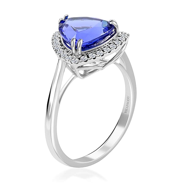 Certified And Appraised Rhapsody AAAA Tanzanite And E-F VS Diamond 3.00 Ctw Halo Ring In 950 Platinum 5 Grams