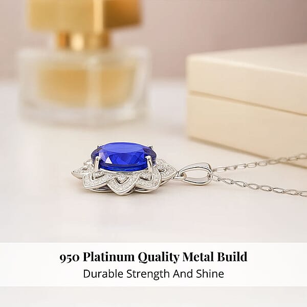 Certified And Appraised Rhapsody AAAA Tanzanite And E-F VS Diamond 6.15 Ctw Pendant Without Chain In 950 Platinum 5.50 Grams