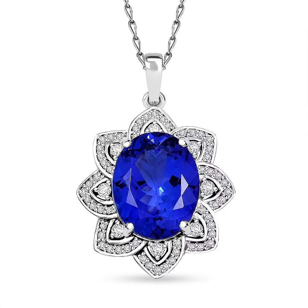 Certified and Appraised Rhapsody AAAA Tanzanite and E-F VS Diamond 6.15 ctw Pendant without Chain in 950 Platinum 5.50 Grams