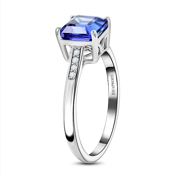Certified & Appraised 950 Platinum AAAA Asscher Cut Tanzanite And E-F VS Diamond Ring 4.11 Grams 2.00 Ctw