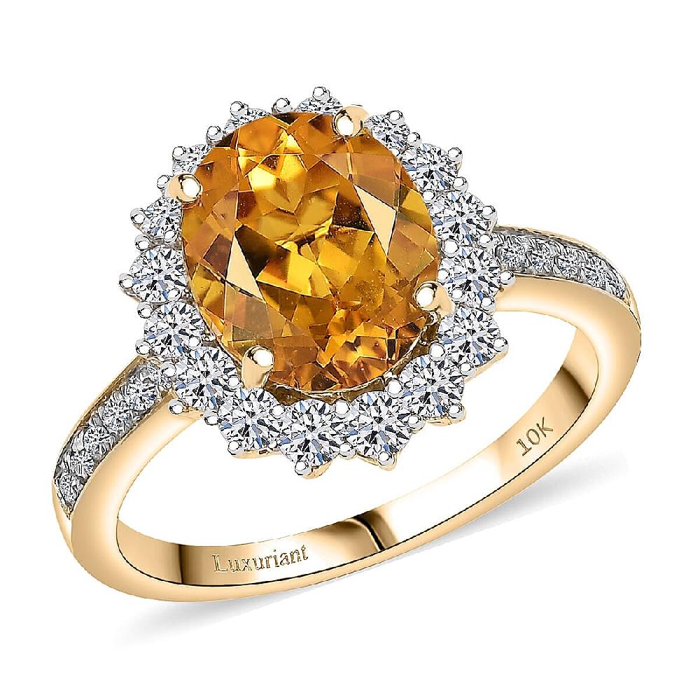 Certified & Appraised AAA Brazilian Heliodor and Luxuriant Lab Grown Diamond G-H SI 3.00 ctw Ring in 10K Yellow Gold