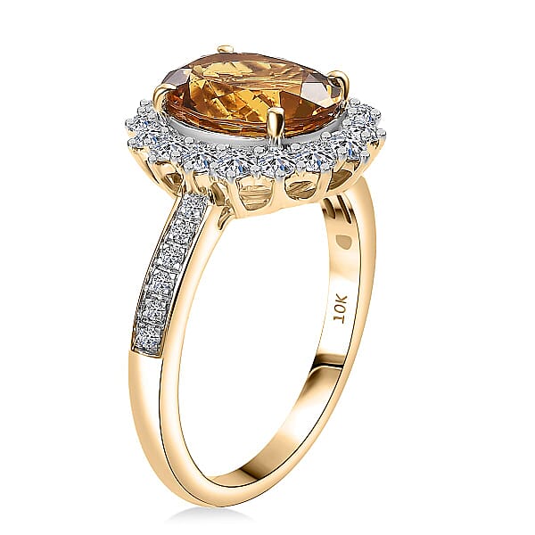 Certified & Appraised AAA Brazilian Heliodor And Luxuriant Lab Grown Diamond G-H SI 3.00 Ctw Ring In 10K Yellow Gold